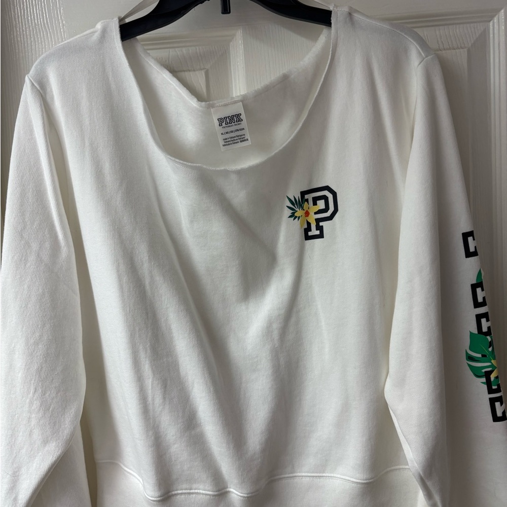 PINK Victoria's Secret White Off-the-Shoulder Sweater